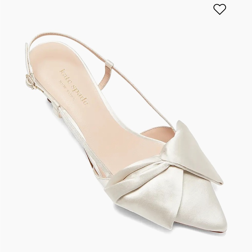 Kate Spade Satin Bow Heels Marseille Pointed Toe Slingback Pump sz 5 w Dust Bag